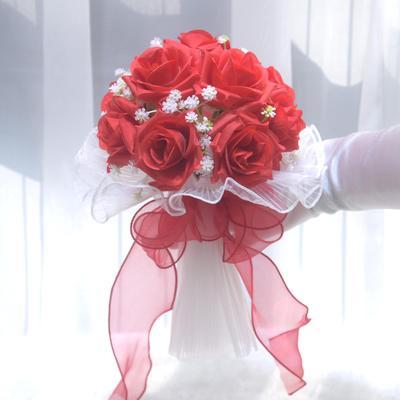 263 Simulation Western Wedding Bouquet: Rose Mesh Fake Flower Arrangement & Certificate