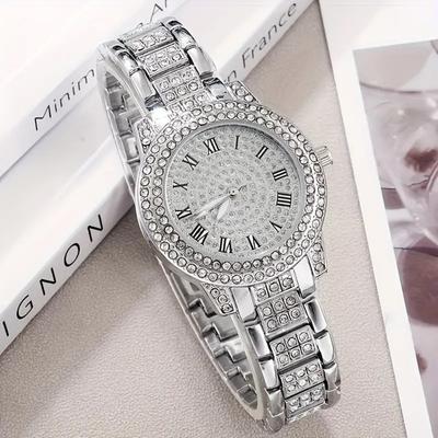Cornucopia Hand Women's Diamond-encrusted Light Luxury Watch Student Roman Pattern Full of Diamonds Gypsy Star Temperament Jewelry Women's Watch