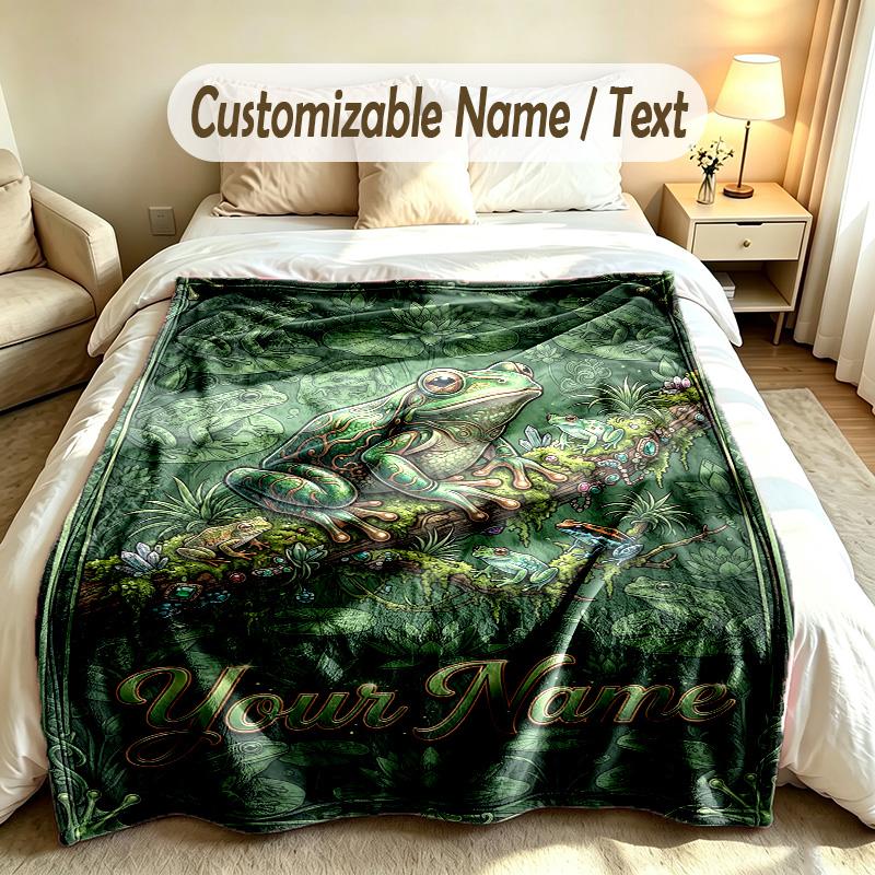 Forest Nature Theme Custom Blanket Personalized Name & Text Customized Soft Warm Throw Blanket Home Decor
