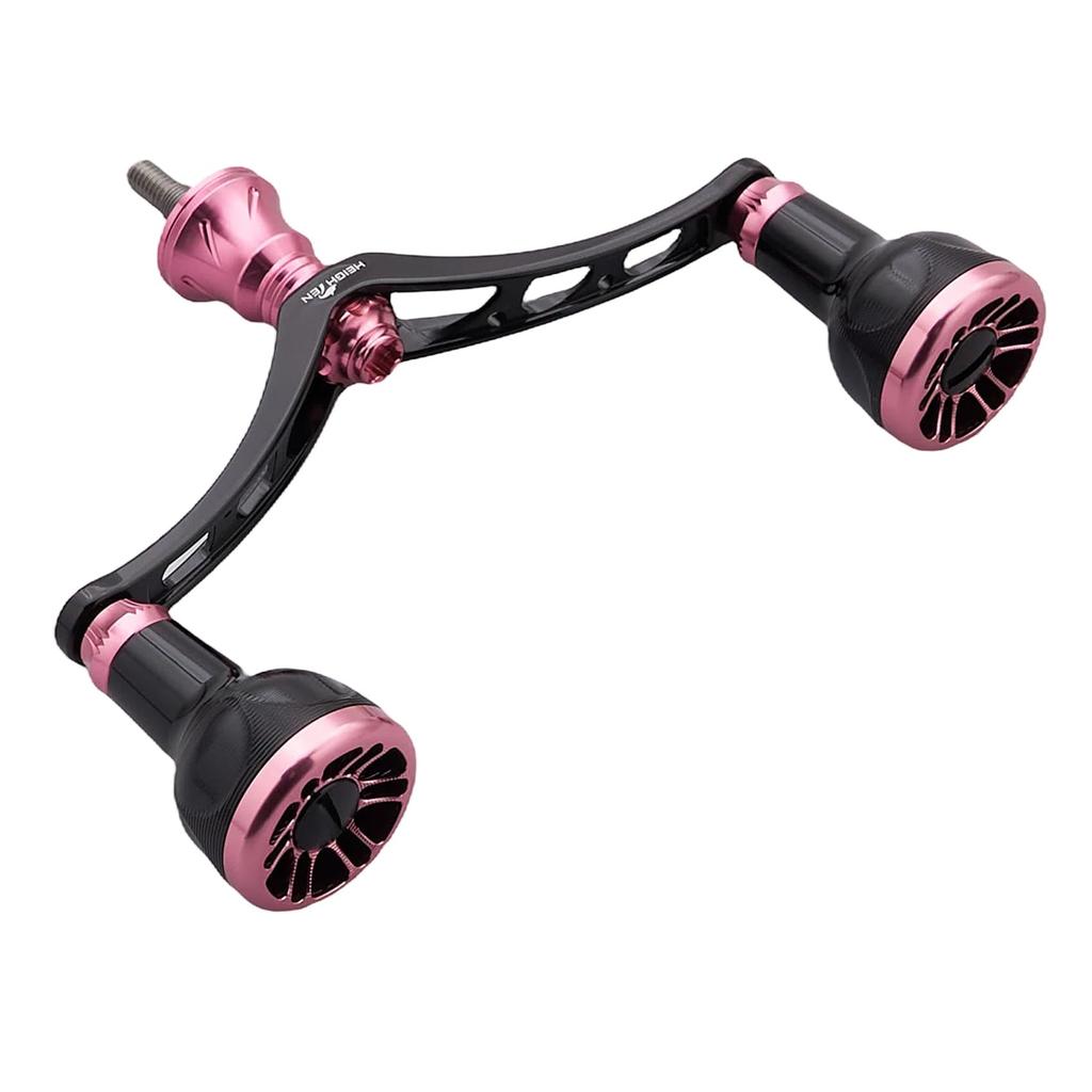 HEIGHTEN Reel Handle with Compatible with Shimano and Daiwa Spinning Arch Engine Series Cherry Blossom 98/110mm 24.5mm Knob, Reels, (Black & Pink,