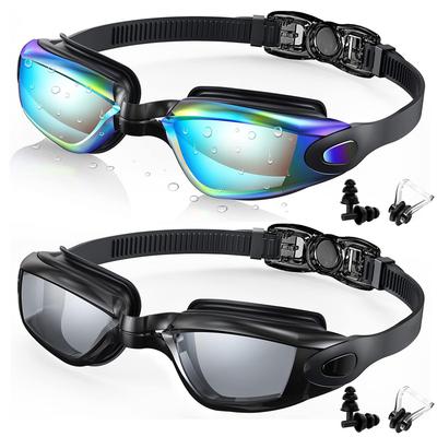 2 Pack Swimming Goggles Anti-Fog UV Protection Adjustable Swimming Glasses Professional Waterproof Swim Eyewear For Adult Youth