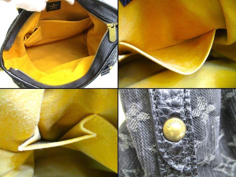 Autentisk LOUIS VUITTON Monogram Svart Denim Håndveske med Stropp Neo Cabby GM #9734 Oppusset