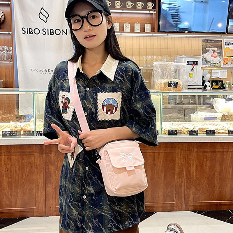 Women Bow Fashion Shoulder Bag Adjustable Strap Trendy Crossbody Bag Solid Color Daily Sports Messenger Bag Purses And Handbags