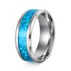2PCS Stainless Steel Stainless Steel Wedding Ring Blue Opal Inlay Men Wedding Band  Wedding Ceremony