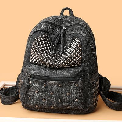 Denim Backpack Punk Rivet Backpack