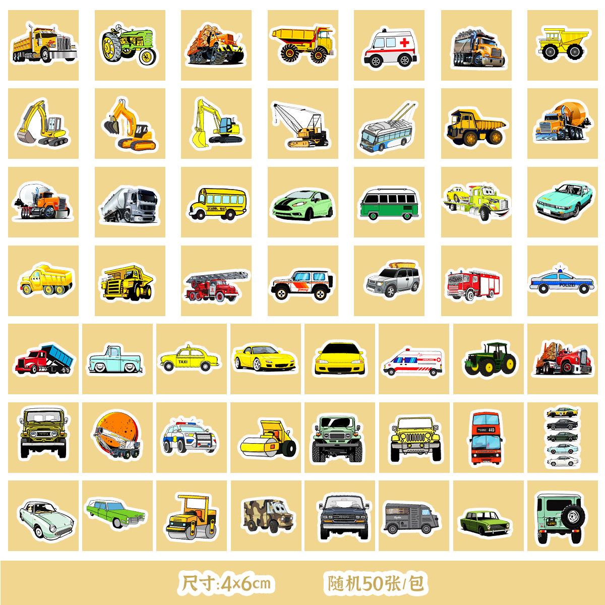 

50/100 Transportation Stickers Mobile Phone Water Cup Waterproof Decorative Stickers Children DIY Hand Account Stickers