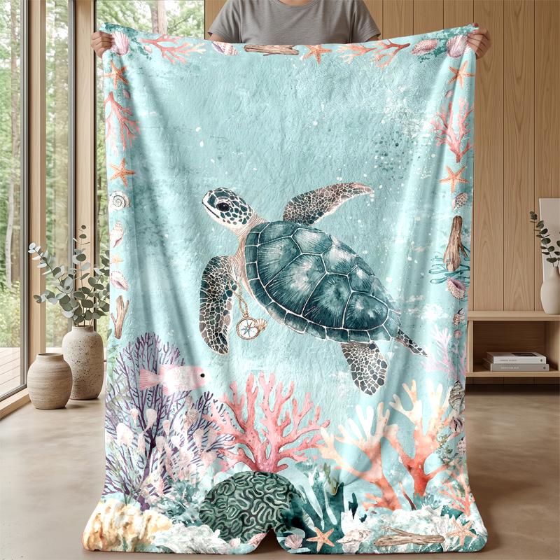 Ocean Life Adventure 51 Theme Blanket Lightweight Warm Flannel Blanket Decorative Throw Blanket for Home Decoration