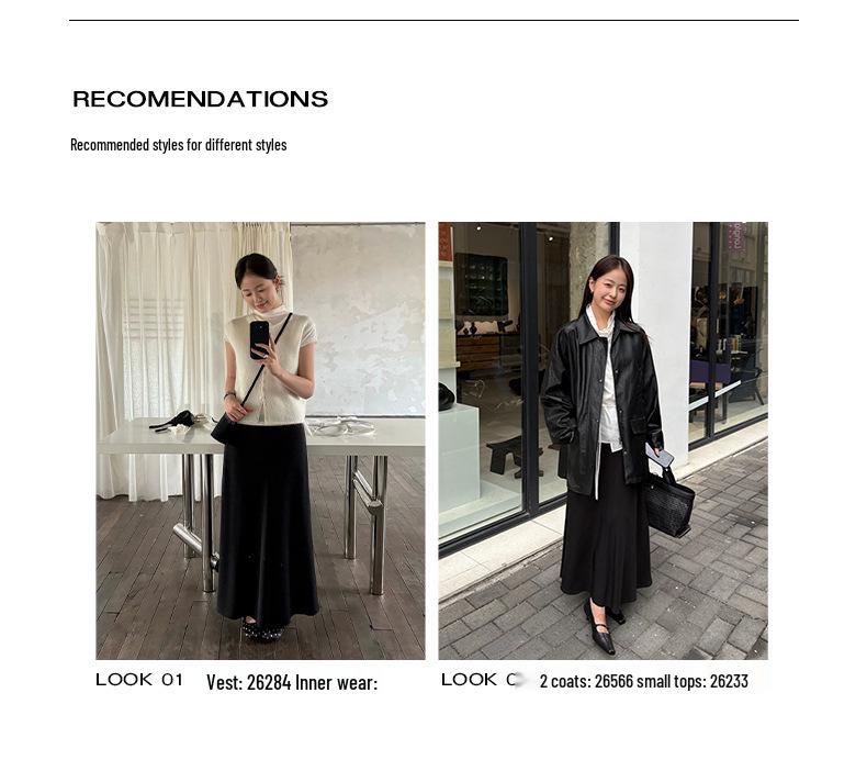 TG Soft Korean Lyocell A-line Slimming Skirt, Spring 2026 Drape Long Style