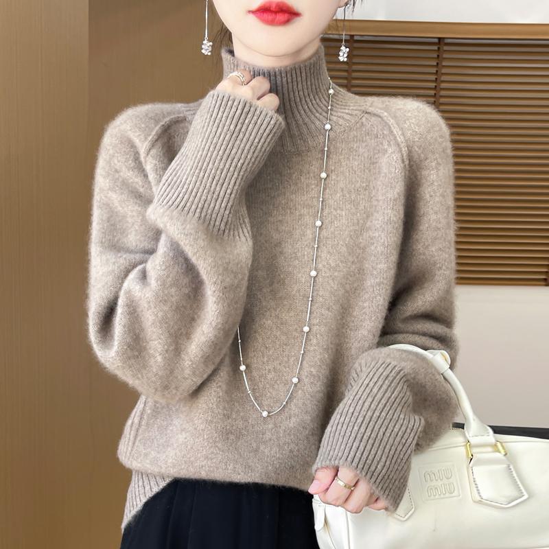 Women's Cashmere Sweater Qinghe Cashmere 30% Cashmere 70% Wool Warm and Fashionable All-match Autumn and Winter