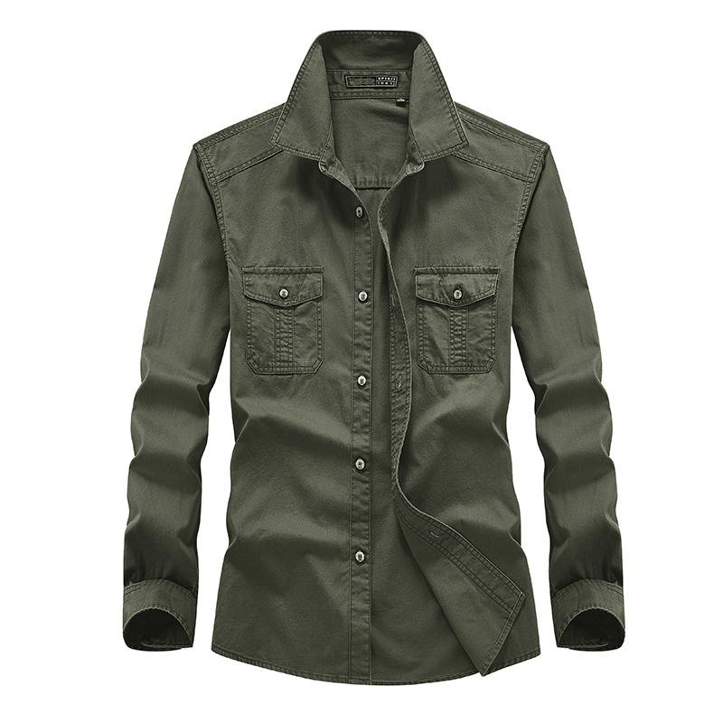 Militärisches Cargo-Hemd Für Herren & Jungen – Langarm Button-Down Mit Brusttaschen Aus Baumwolle