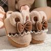 Winter New Bow Cotton Slippers Home Thick Bottom Non-slip Velvet Warm Plush Cotton Shoes