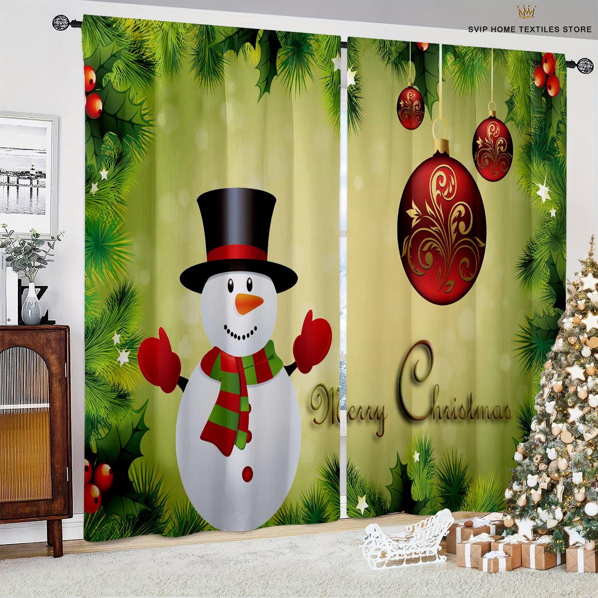 

Шторы с рисунком снежинки для детской комнаты, ресторана, новогоднего украшения, легко стирать и ухаживать W50X130H(CM)X2PCS&Rod pocket