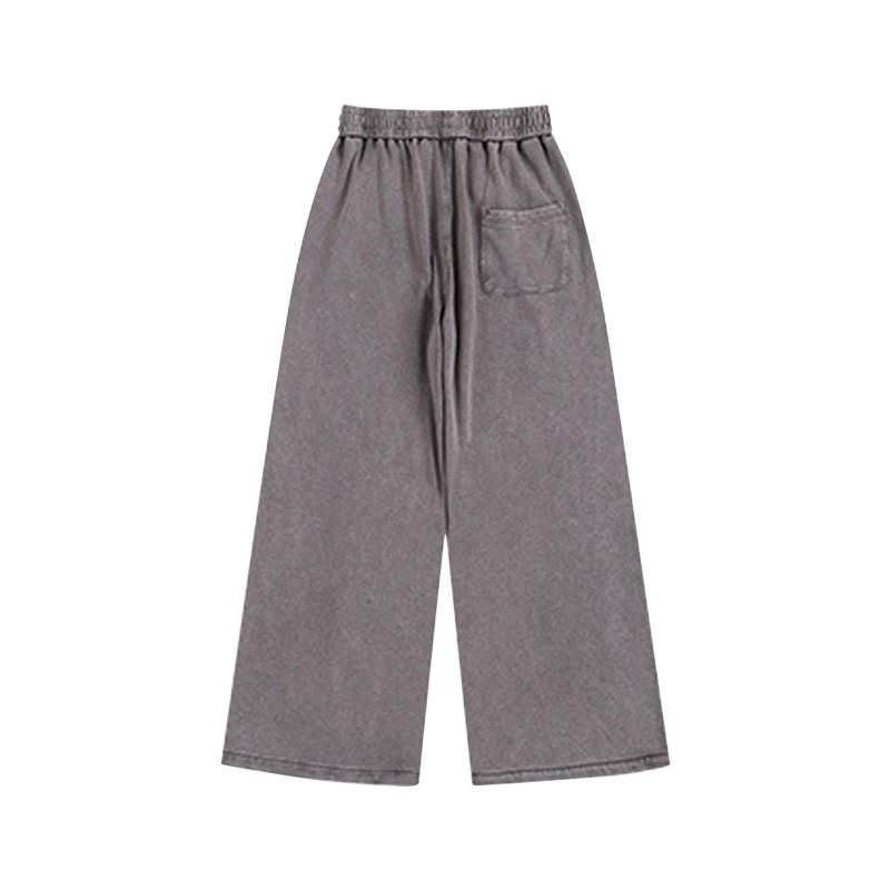 Unisex Solid Color Casual Loose Washed Distressed Sweatpants