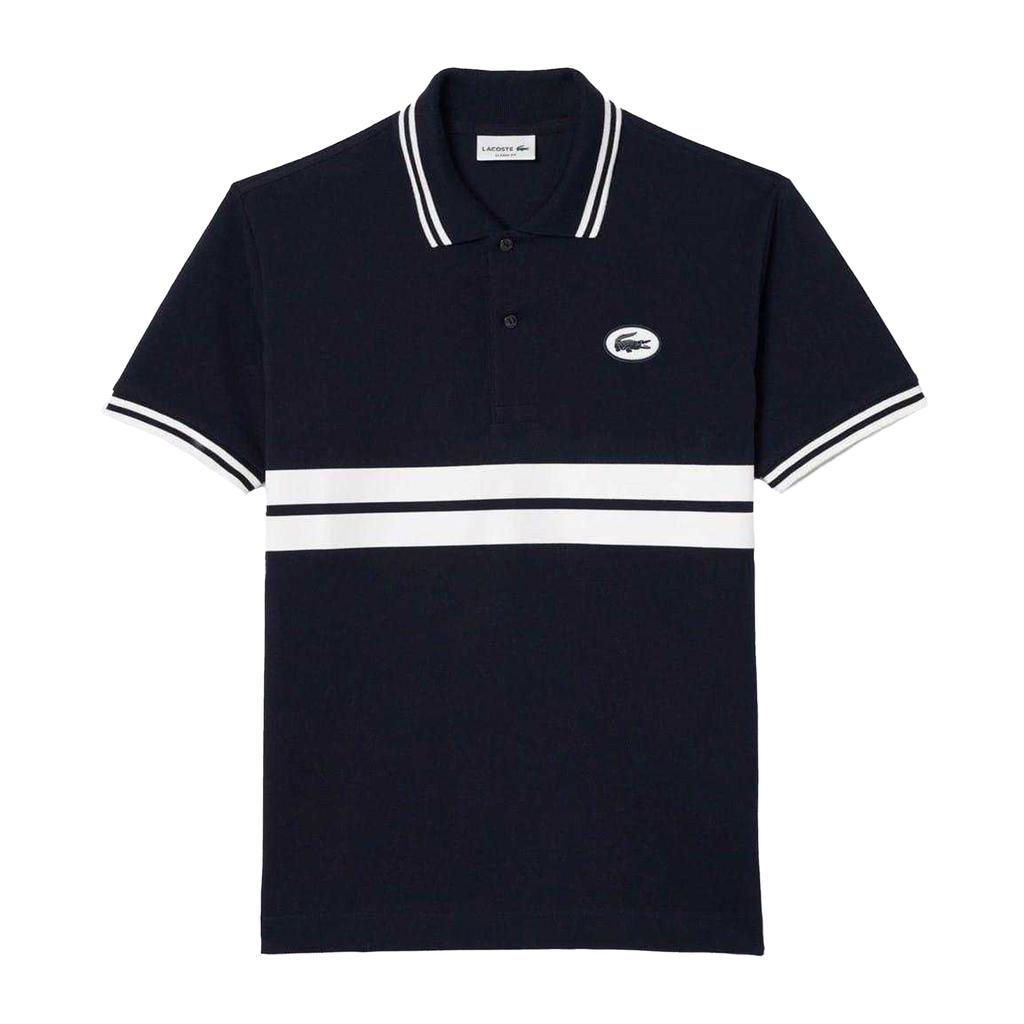 Lacoste Mens Striped Premium Cotton Polo Shirt