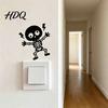 Wall Decoration Sticker Electric Shock Skeleton Switch Sticker Cartoon Adhesive Self Light Decal for Bedroom Living Room