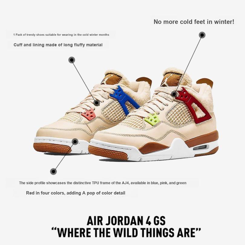 Zapatillas de Bebé Air Jordan 4 Retro TD Wild Things Crema Vela Rojo Universitario DH0571-264