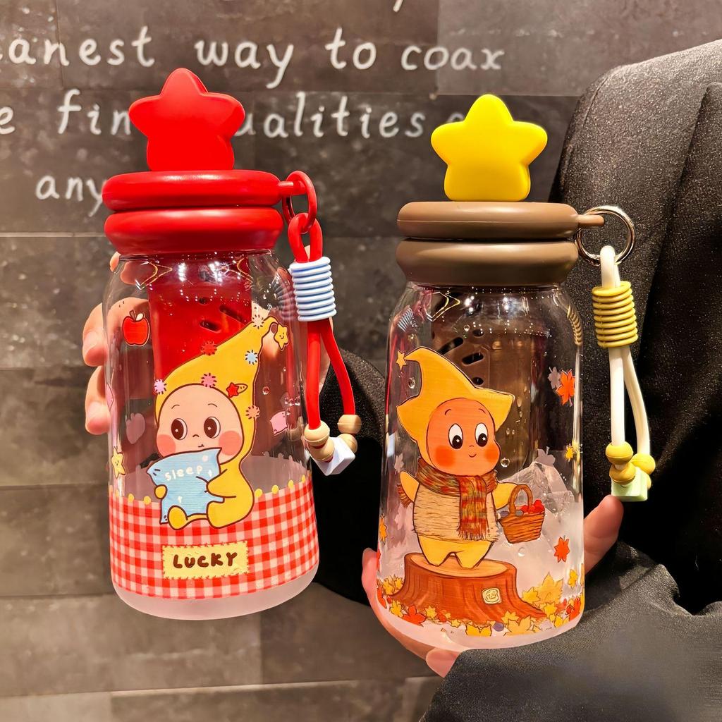 Summer Star Straw Cup: Cute Cartoon Design, Portable Tea Infuser, High-Quality Plastic for Girls