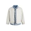 Mens Punk Streetwear Denim Jacket Contrast Color Patchwork Loose Fit