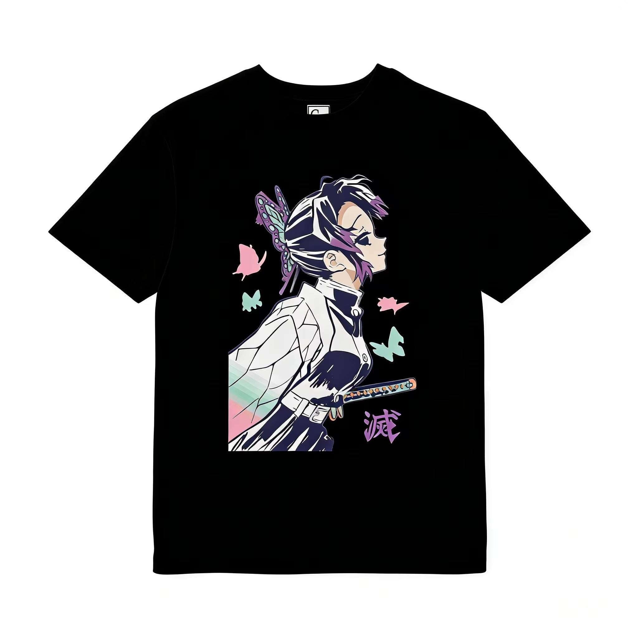 

Women Anime Demon Slayer Kanae Kocho T Shirt Pink Cotton Casual Daily Wear Soft Graphic Otaku Fashion for Campus Home S