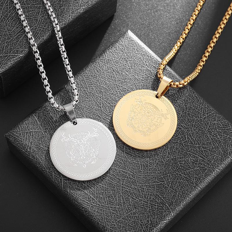 European and American Popular Sheep Head Hang Nordic Mythology Stainless Steel Simple Trendy Personalized Geometric Necklace