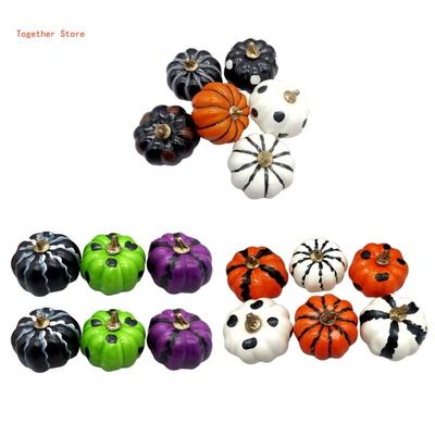 6Pcs Halloween Pumpkin Ornament Accent for Table and Fireplaces Decoration 6XDD