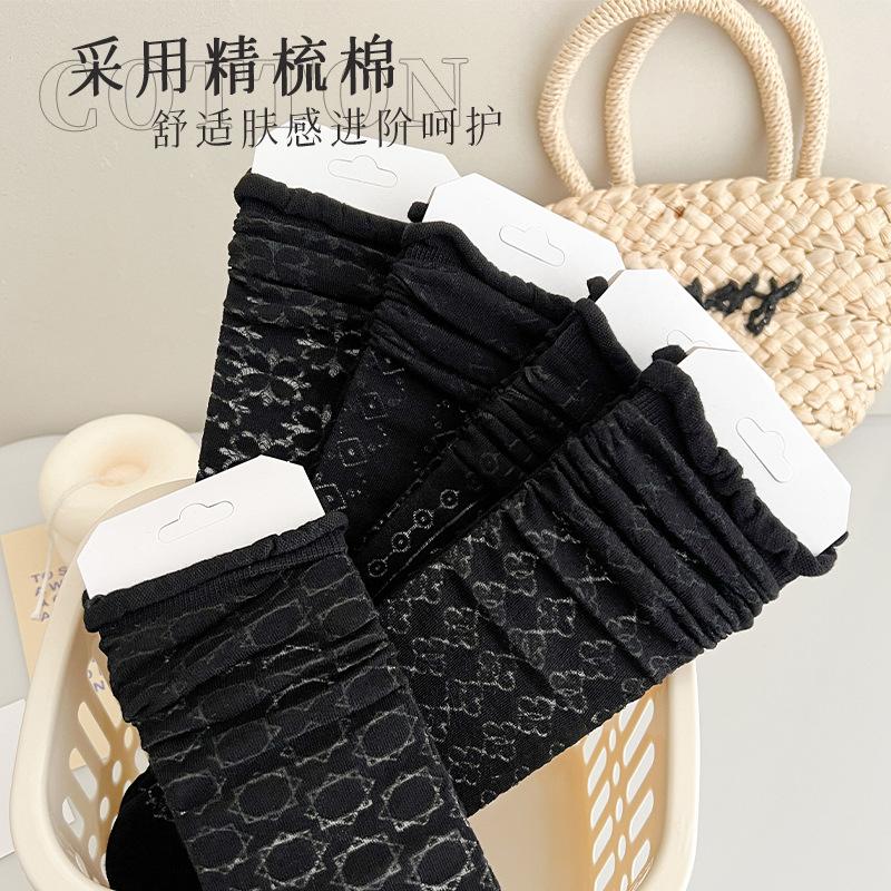 Socks Spring Breathable Mesh Stacking Socks Solid Color Medium Tube Socks Casual Lolita Socks Stockings