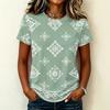 Women's Casual Pullover T-Shirt Short Sleeve Crew Neck Geometric Print Top Lightweight Comfortable Fit for Everyday Wear