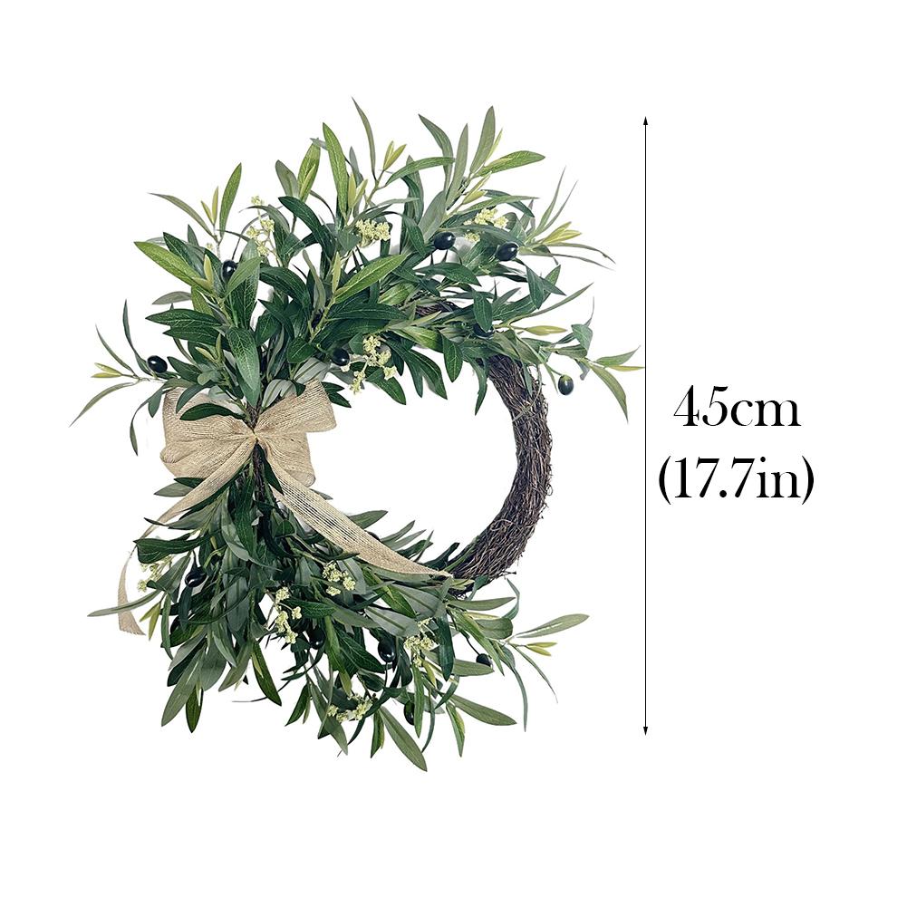 Artificial Olive Leaf Wreath Green Olive Branches With Spring Floral Accents, Farmhouse Wall Door Wedding Arch Window Hanging