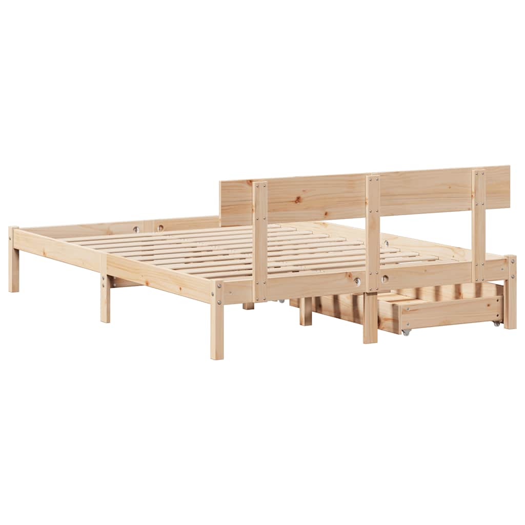 Vidaxl Rama Łóżka Bez Materaca, 140X190 Cm, Lite Drewno Sosnowe