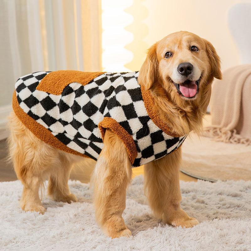 Autumn and winter big dog fleece vest medium and large dog golden retriever samoyed two-legged cotton-padded coat pet big dog clothes