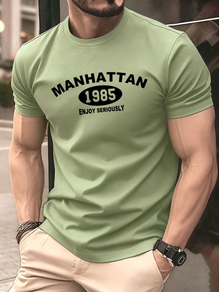 Manhattan 1985 Enjoy Seriously Mens T Shirts Hip Hop AllMatch TShirt Fashion Cotton Summer Clothes Unisex Casual Loose Top