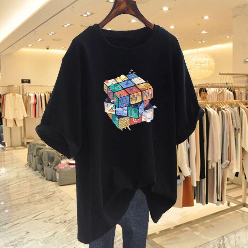 Dameskleding Mode Casual T-shirt met Korte Mouwen Zomer Print Ronde Hals Top Dames Nieuwe Stijl Zacht Comfort Katoenen Pullover