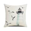 Watercolor Painting Nautical Lighthouse Ocean Seagull Boat Home Sofa Cushion Cover Home Decor Pillowcase