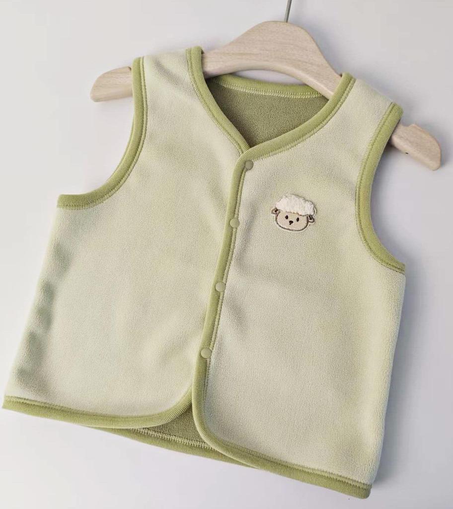 2025 Autumn/Winter Children's Double-Sided Sherpa Fleece Vest – Warm Cardigan Cape for Boys and Girls, Small To Medium Children