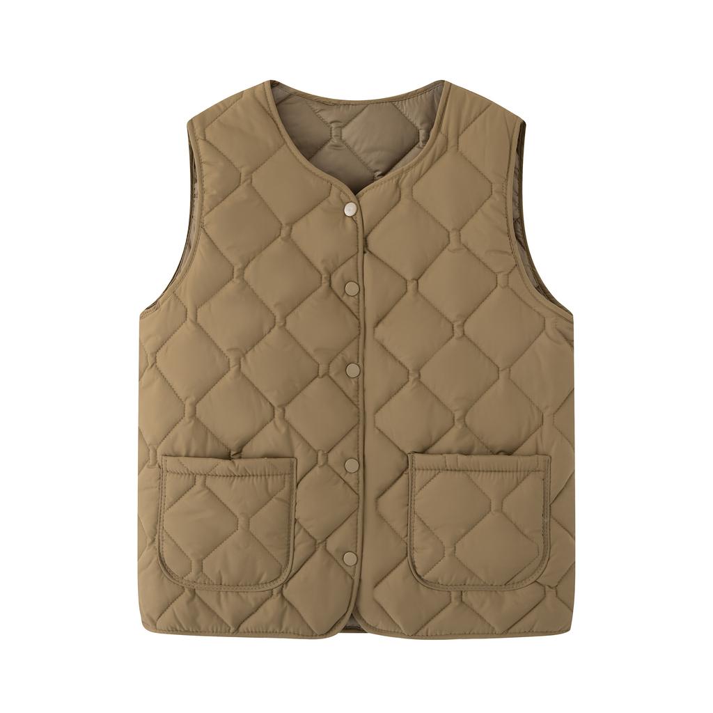 Premium Quilted Vest Button Model, Autumn and Winter Windproof, Cold and Warm Vest Women's Wear Casual Sports