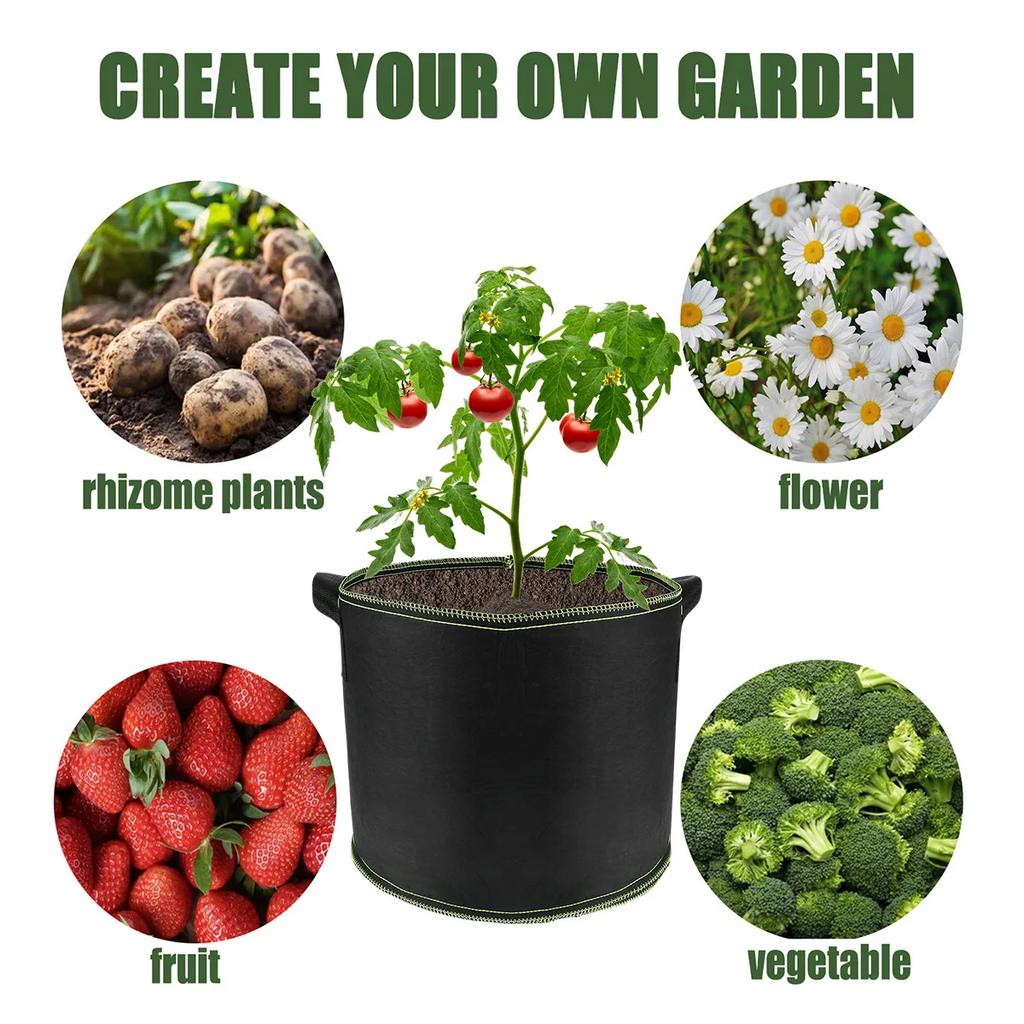 1PC Fabric Plant Pots Grow Bags 10 Gallon Gardening Vegetable Tomato Strawberry Growing Planter Containers with Sturdy Handles