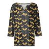 Women's Fashion Casual Halloween Printed V-Neck Short Sleeve Decorative Button Three-quarter Sleeve T-Shirt Top