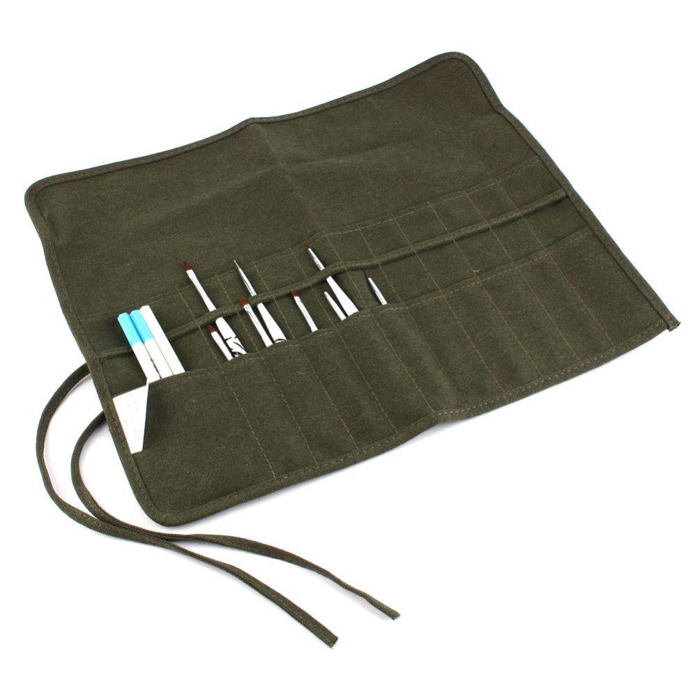 School Art Supply Watercolor Oil Brush Cases Canvas Paint Brush Bag Artist Draw Pen Holder Roll Up