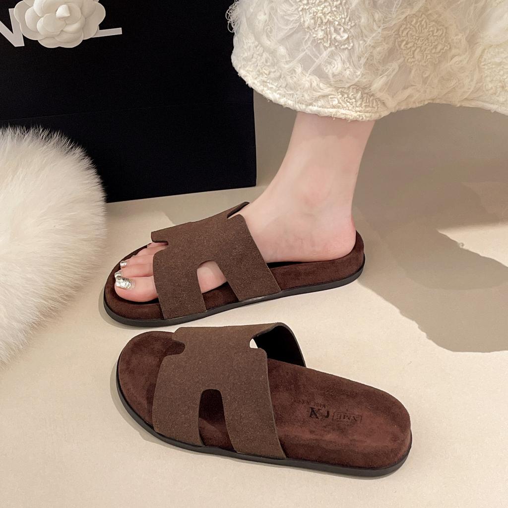 French Gentle Lazy One-pedal Casual Cool Slippers Women's Autumn 2025 New Fashionable Versatile Soft-soled Slippers