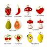 2PCs Brass Charms 18K Gold Plated Fruit Enamel Strawberry Apple Lemon Mushroom Pendants For DIY Necklace Bracelet Jewelry Making