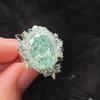 Green Diamond Ring Heavy Industry Full Diamond Light Luxury Niche Exquisite High-end Ring
