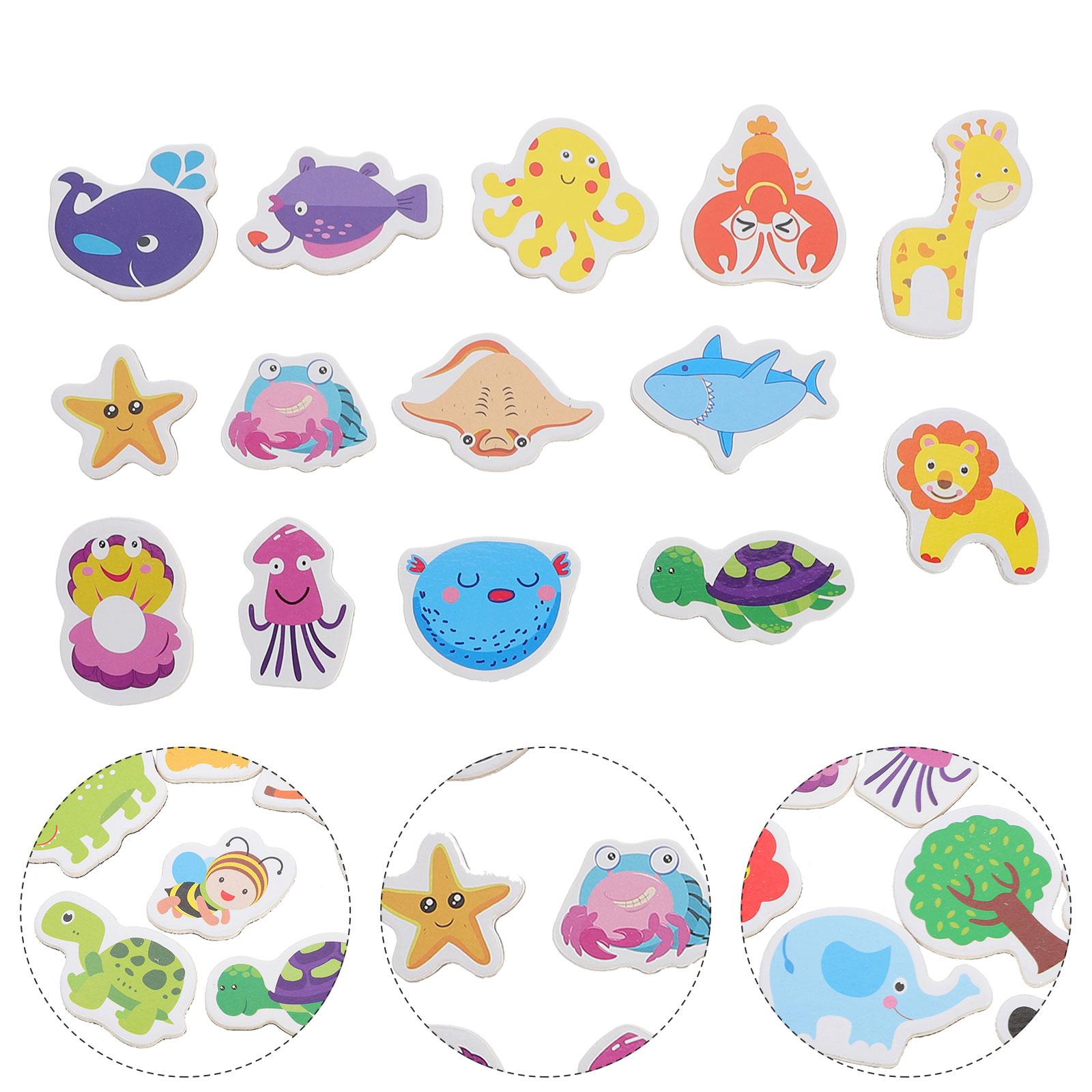 

24 Pcs Premium Wooden Marine Animal Fridge Magnets Sea Creature Magnetic Educational Toys For Bright Color Cartoon Fish