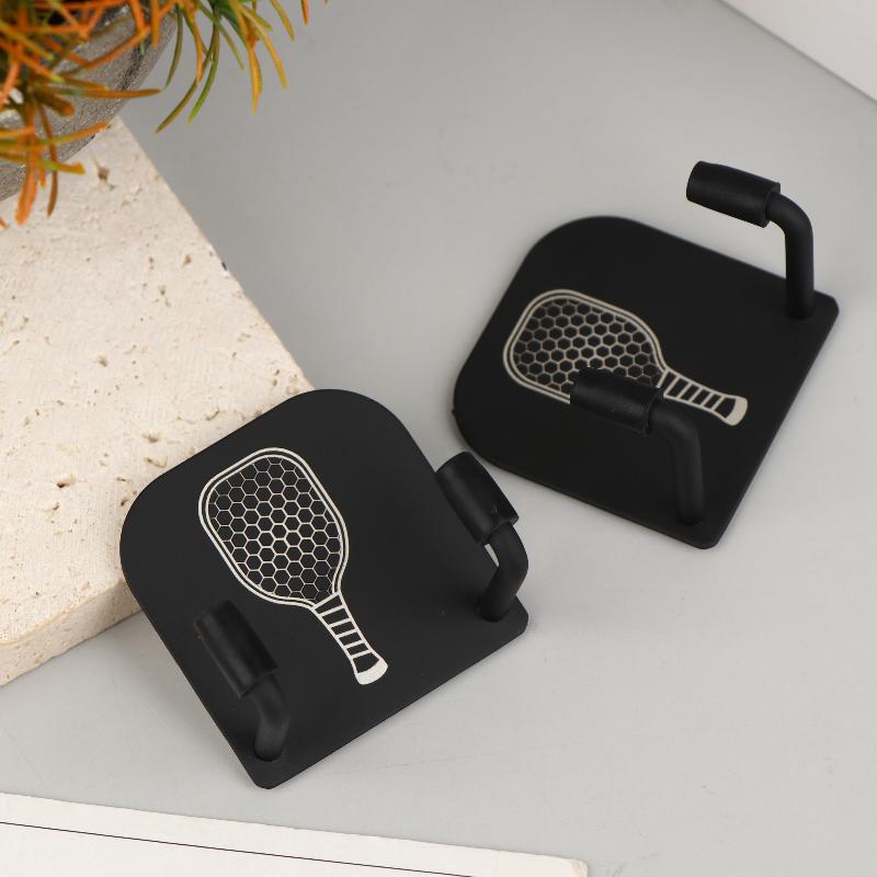 2Pcs Universal Pickleball Racket Holder Wall Mounted Racket Rack Stainless Steel Wall Hook Badminton Racket Holder