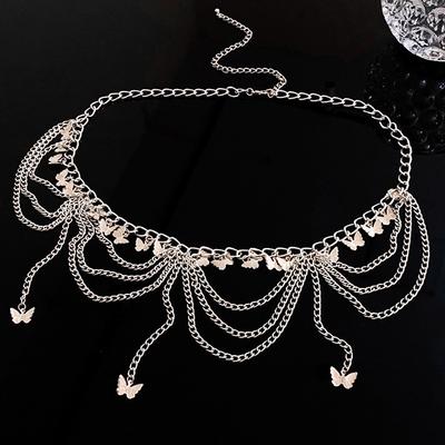 Ženy Řetízky do pasu Šperky Motýlí Břicho Dekorace těla Kovové vícevrstvé kalhoty Řetízek Letní sukně Příslušenství