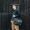 Bleudechauffe Zepho Solo Briefcase Waxed Canvas - Noir Black