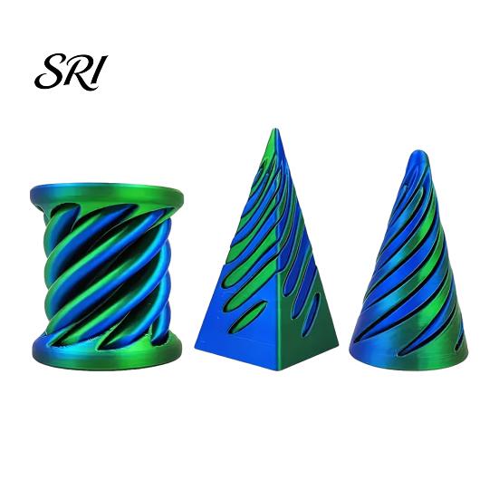 Spiral Stress Relief Toy 3Pcs 3D Printed Cone Figurine Impossible Passthrough Sculpture Vortex Thread Anxiety Gadget Illusion Mini Pyramid Cylinder