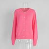 Red Open Front Long Sleeve Knit Cardigan