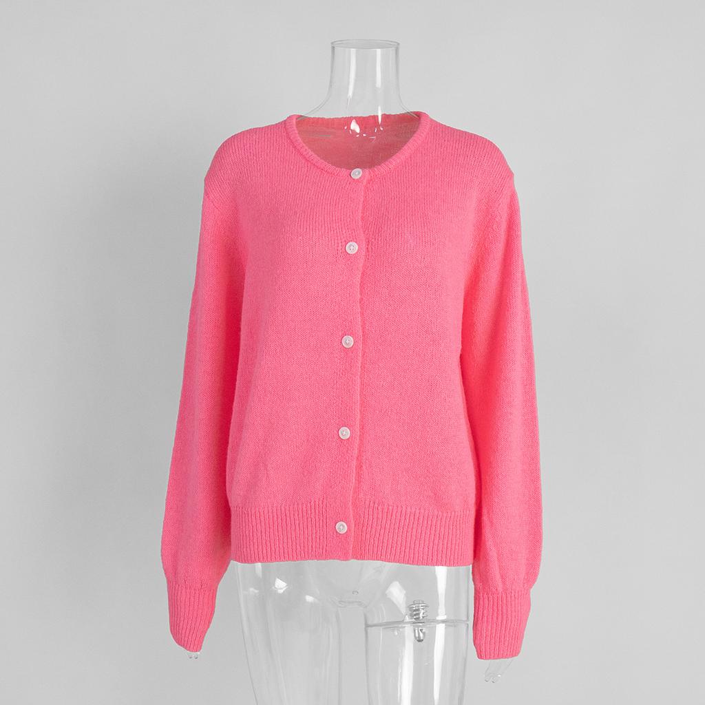 Red Open Front Long Sleeve Knit Cardigan