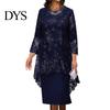 Midi-Kleid 1 Set Schal Blumenmuster Bestickte Spitze Elegant Bodycon Rundhalsausschnitt Wadenmitte Formell für Party Damen