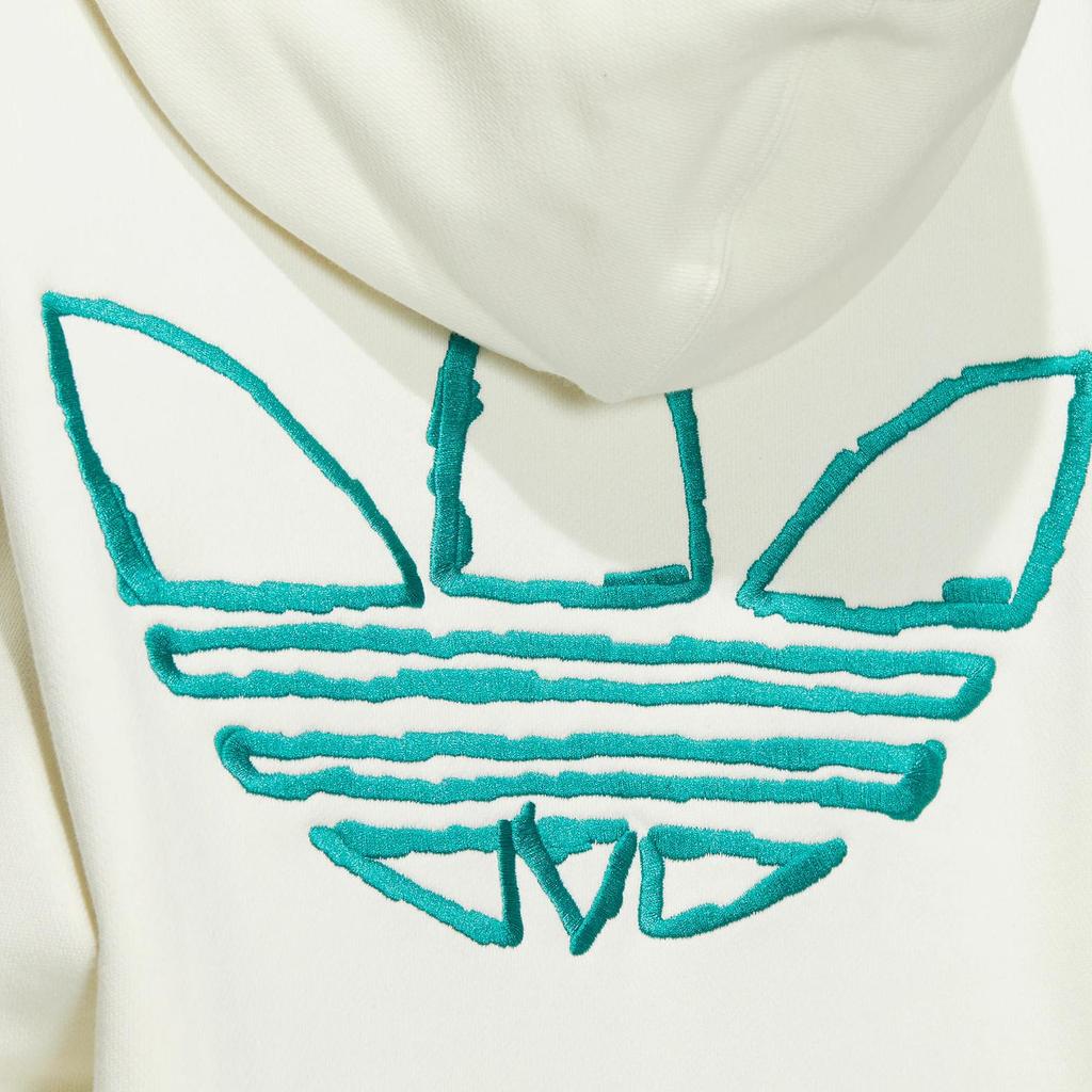 Adidas Originals Trefoil Colorblock Logo Print Drawstring Long Sleeve Sweatshirt Women Tops White IC8136
